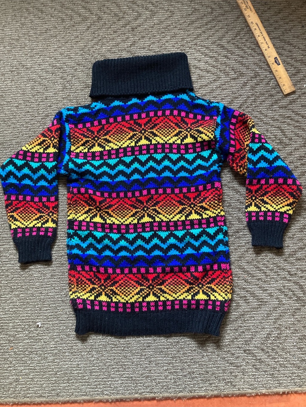 Multicolor Fair Isle Turtleneck Sweater Rainbow Pride Aztec